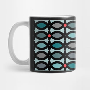 Abstract pattern in bluegreen tones with red accents Mug